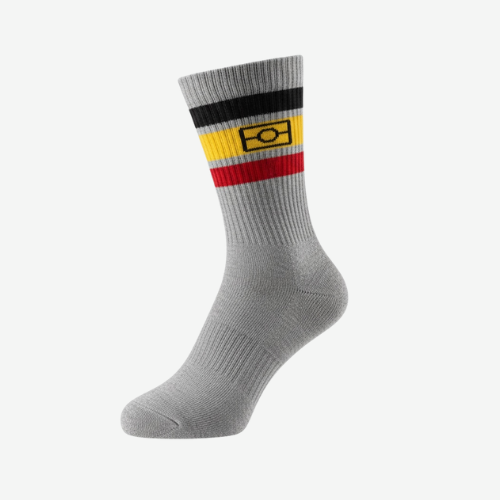 Cotton Aboriginal flag socks - Light Grey