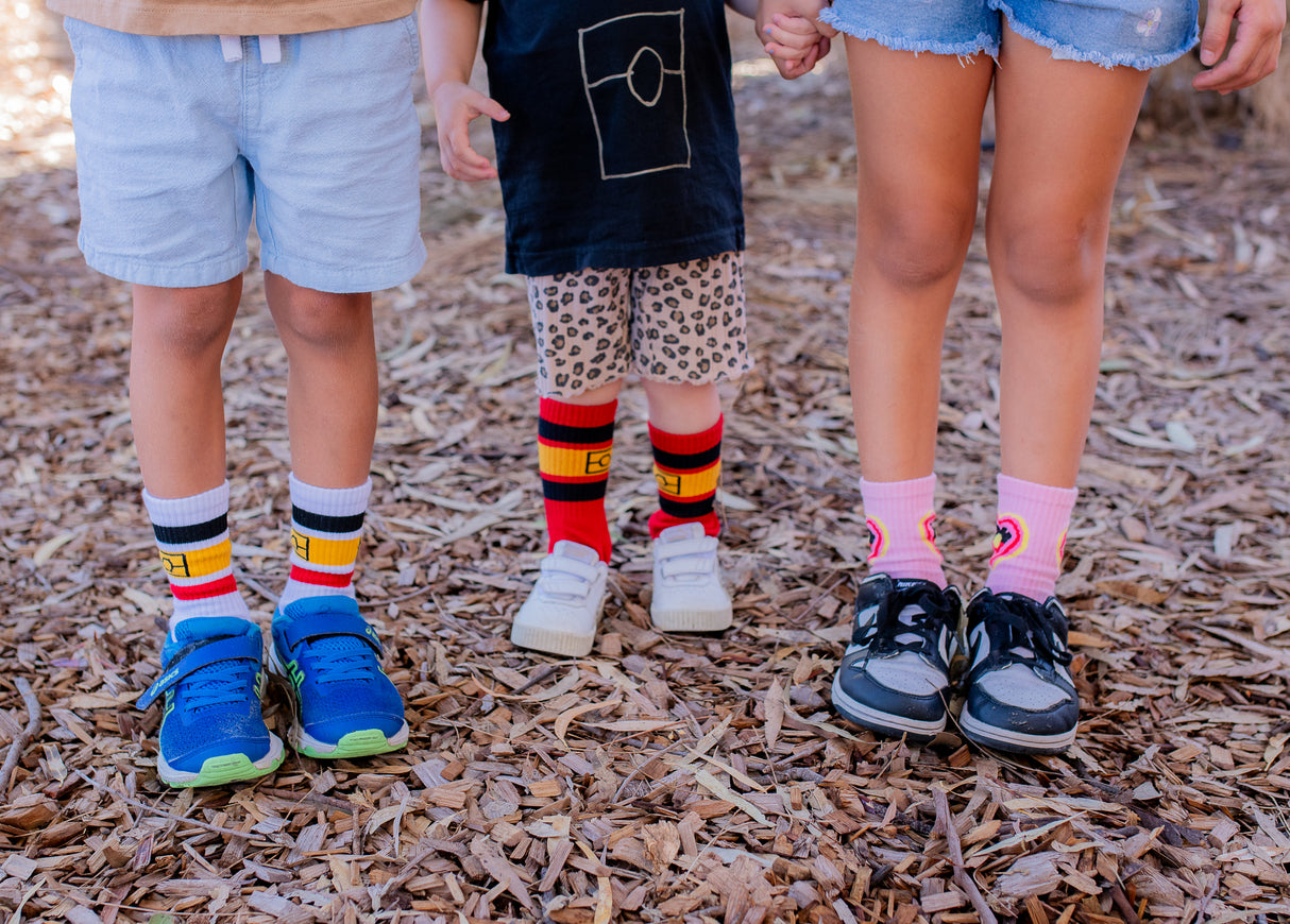 KIDS Cotton Aboriginal flag socks