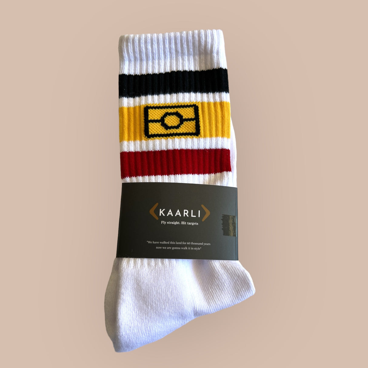 Cotton Aboriginal flag socks - White