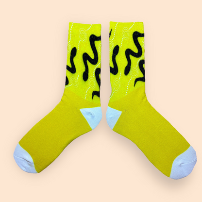 Noorn Blayoongar-ak (snake on the sand) Aboriginal socks