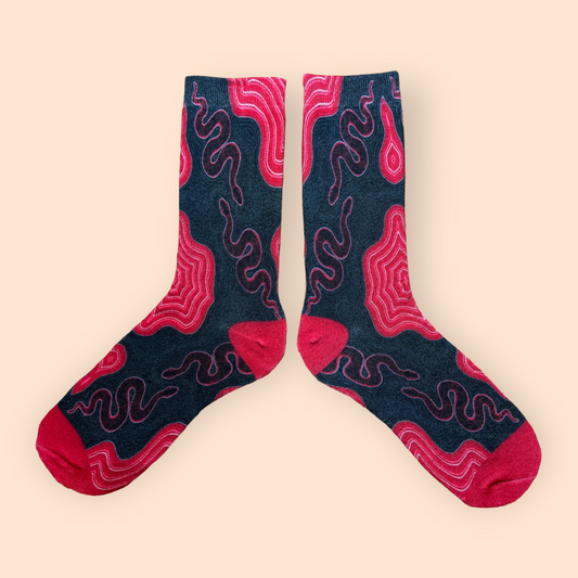 Wagyl (Rainbow Serpent) Aboriginal socks