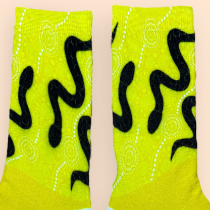 Noorn Blayoongar-ak (snake on the sand) Aboriginal socks