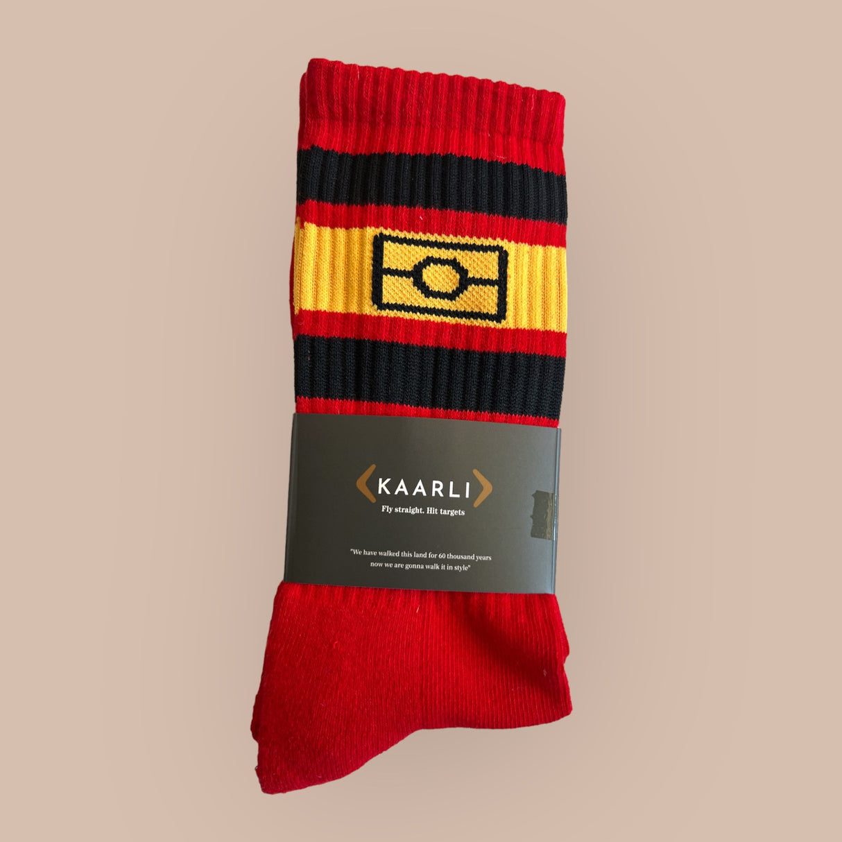 Cotton Aboriginal flag socks - Red
